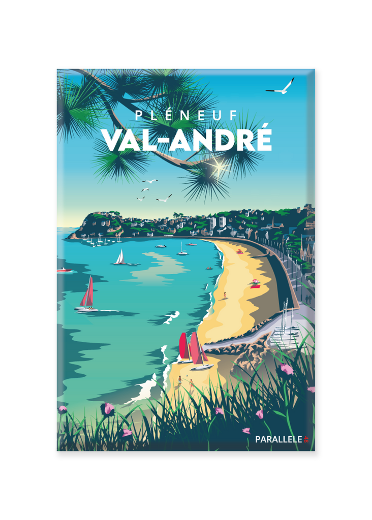 Magnet illustré de la grande plage de Pléneuf-Val-André
