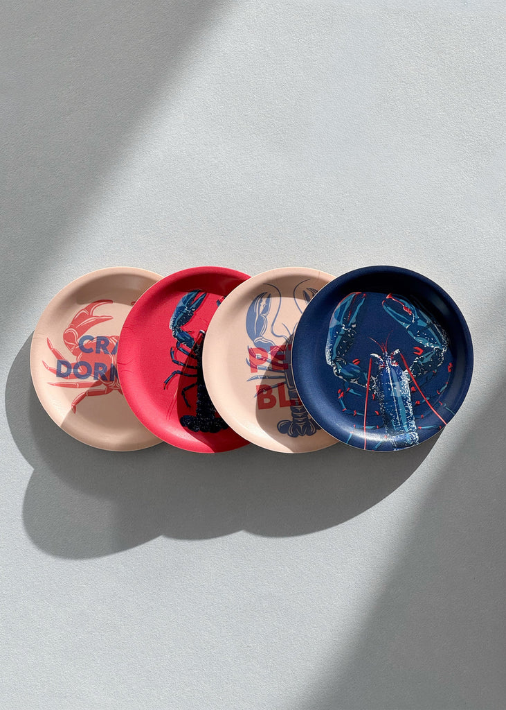 Collection de mini plateaux Parallèle 48. Mini plateaux vide-poches aux motifs de crustacés.