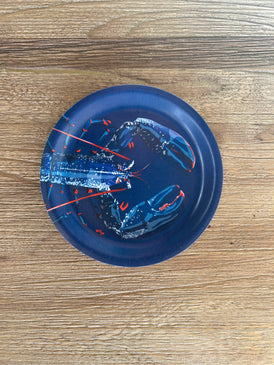 Mini plateau dessous de verre d'un homard sur fond bleu marine