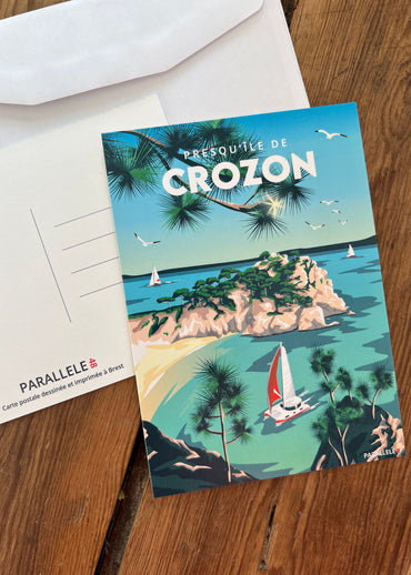 Carte postale de la plage de l'île Vierge sur la Presqu'île de Crozon