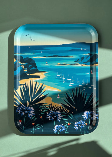 Plateau en bois de bouleau made in Sweden représentant Saint-Pabu dans le Finistère