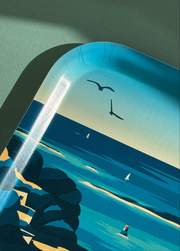 Plateau en bois de bouleau made in Sweden représentant Saint-Pabu dans le Finistère