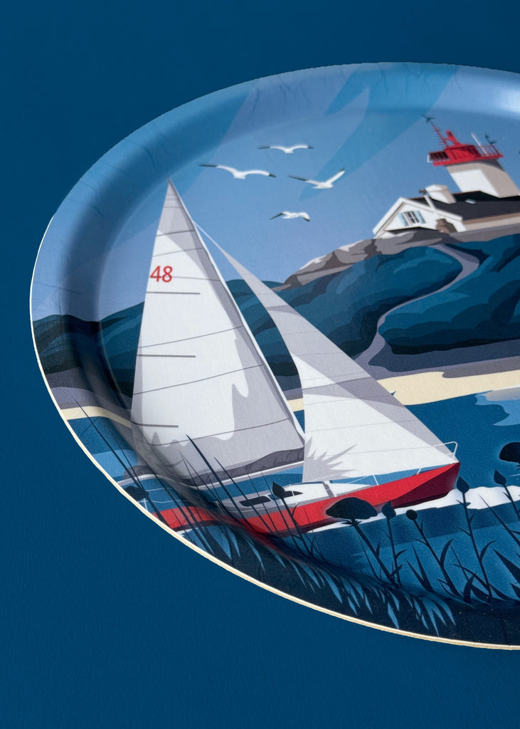 Plateau rond en bouleau de l'île wrac'h fabrication suédoise