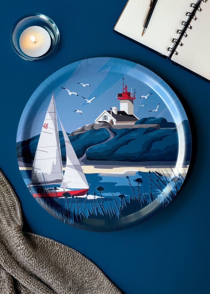 Plateau rond en bouleau de l'île wrac'h fabrication suédoise