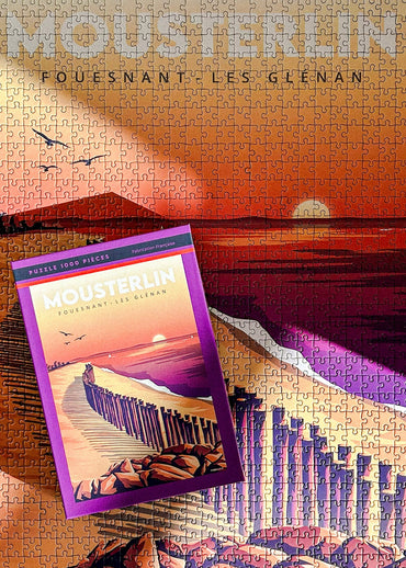 Puzzle 1000 pièces d'un coucher de soleil sur la plage de Mousterlin