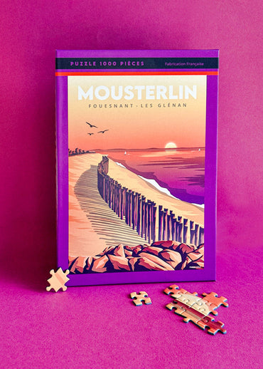 Puzzle 1000 pièces d'un coucher de soleil sur la plage de Mousterlin