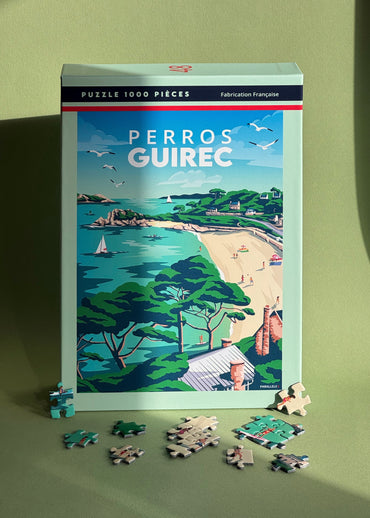 Puzzle 1000 pièces du port de la plage de Trestrignel à Perros-Guirec