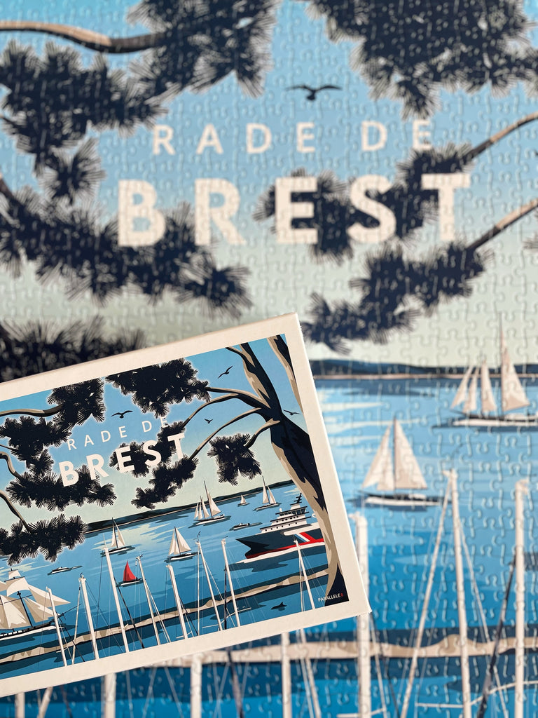 Illustration de la rade de Brest lors des fêtes maritimes sur un puzzle 1000 pièces made in France 