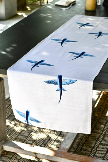 Chemin de table en coton : Les Poissons Volants