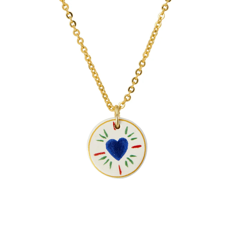 Collier en faience coeur bleu - Faienz - Parallèle 48