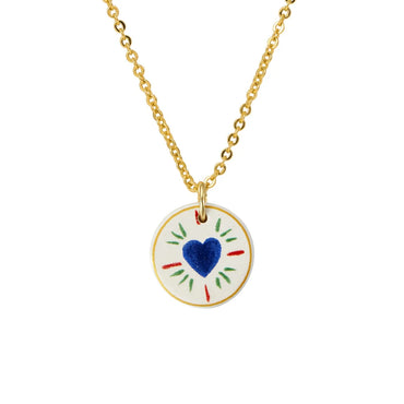 Collier en faience coeur bleu - Faienz - Parallèle 48