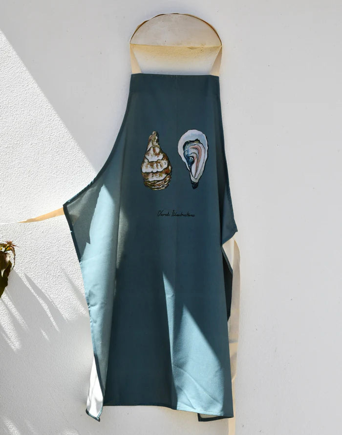 Tablier Bleu D'eau 100% coton - L'Huitre - Parallèle 48