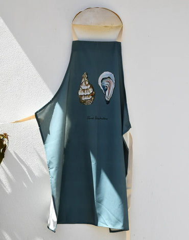 Tablier Bleu D'eau 100% coton - L'Huitre - Parallèle 48