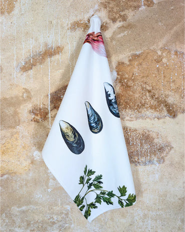 Torchon 100% coton - Recette Moules Marinière - Parallèle 48