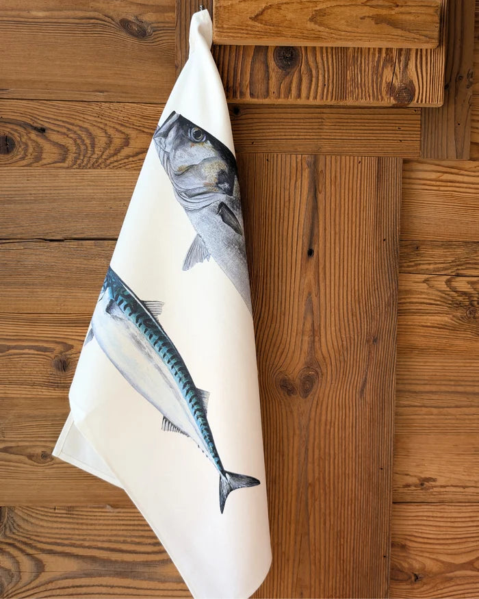 Torchon 100% coton : Le Bar et le Maquereau