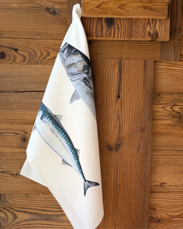 Torchon 100% coton : Le Bar et le Maquereau