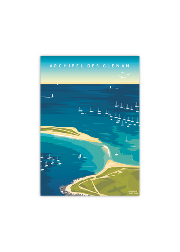 Carte postale de l'archipel des Glénan vu du ciel