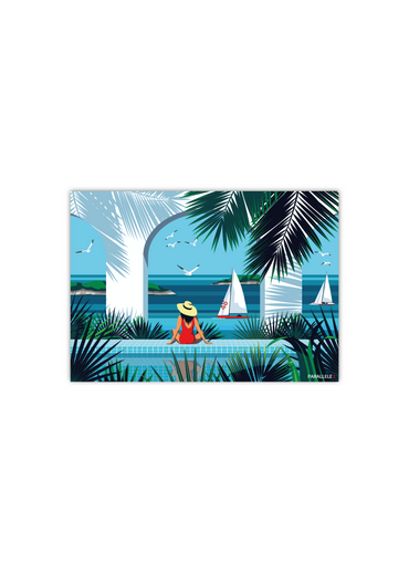 Carte postale d'une scène d'évasion tropicale