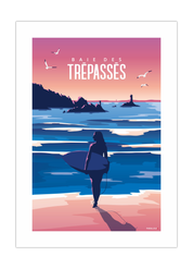 Affiche d'un surfeur à la Baie des trépassés