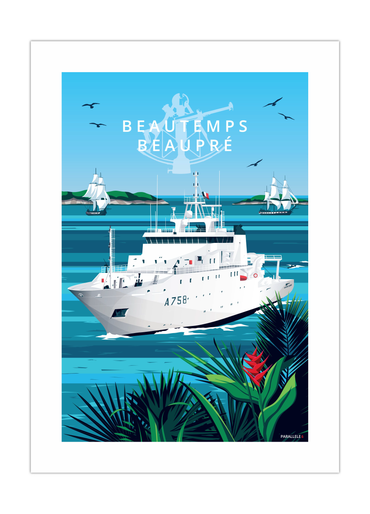 Affiche du Beautemps-Beaupré en mission dans le Pacifiqu