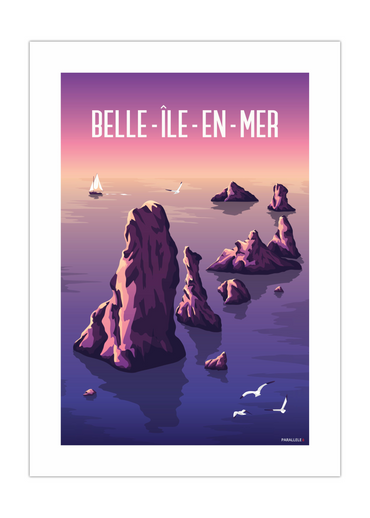 Affiche d'un coucher de soleil à Port coton à Belle-Île-En-Mer