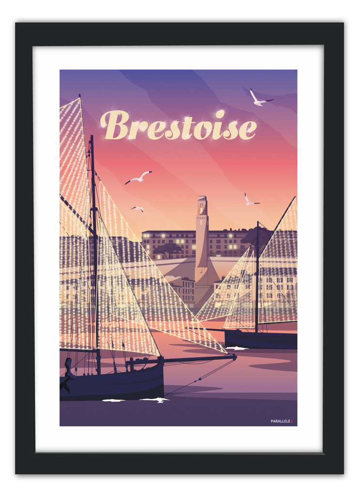 Affiche de la couverture de Brestoise, le city guide au féminin avec un cadre noir