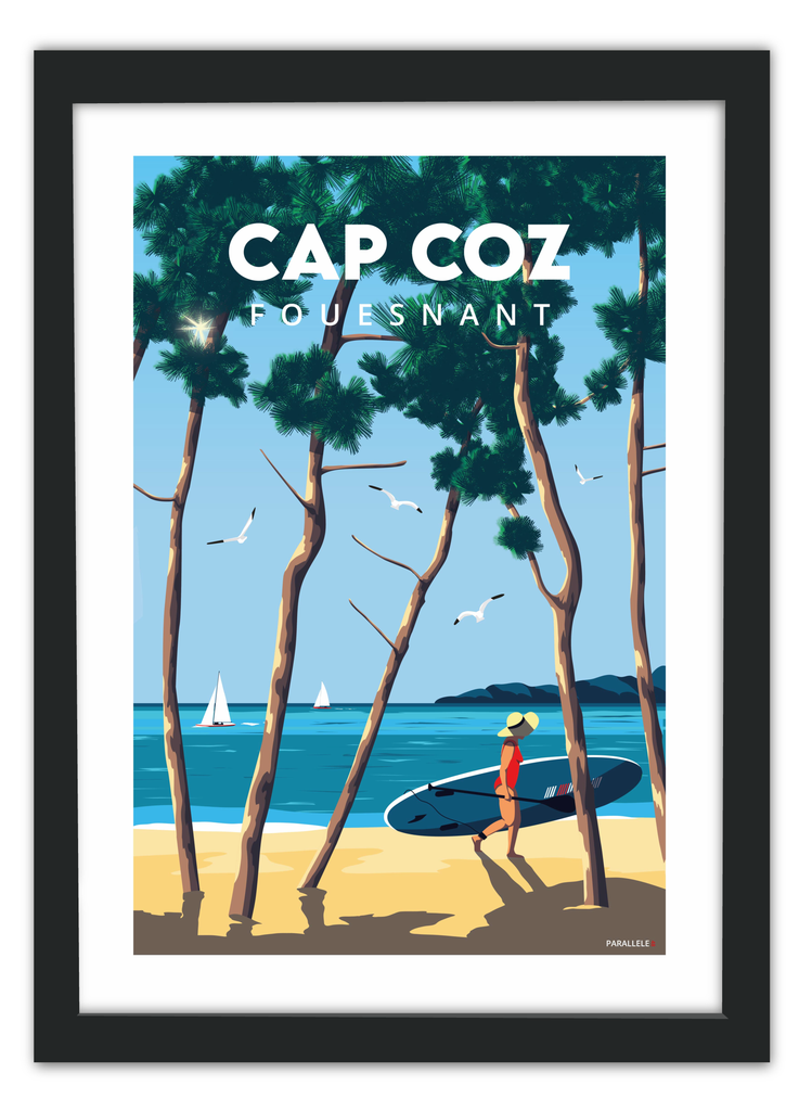 Affiche du Cap Coz à Fouesnant avec un cadre noir