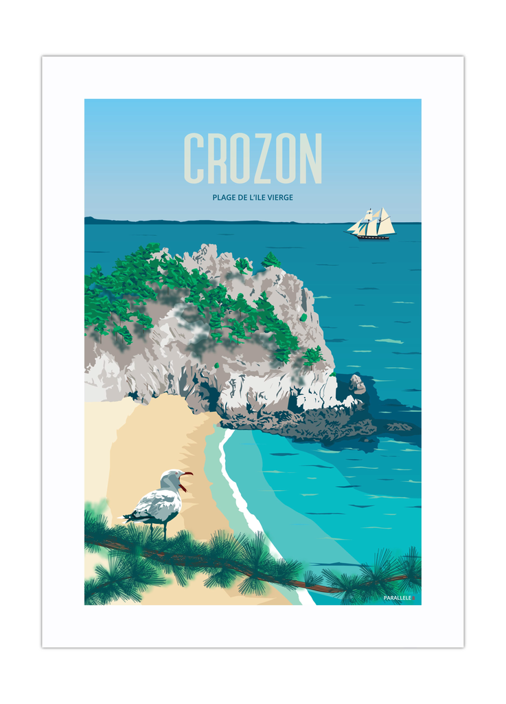 Affiche de la plage de l'île vierge à Crozon