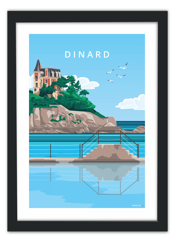 Affiche du plongeoir de Dinard avec un cadre noir
