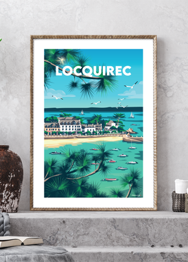 Affiche du port de Locquirec dans le Finistère Nord avec un cadre