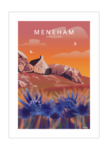 Affiche d'un coucher de soleil à Meneham à Kerlouan