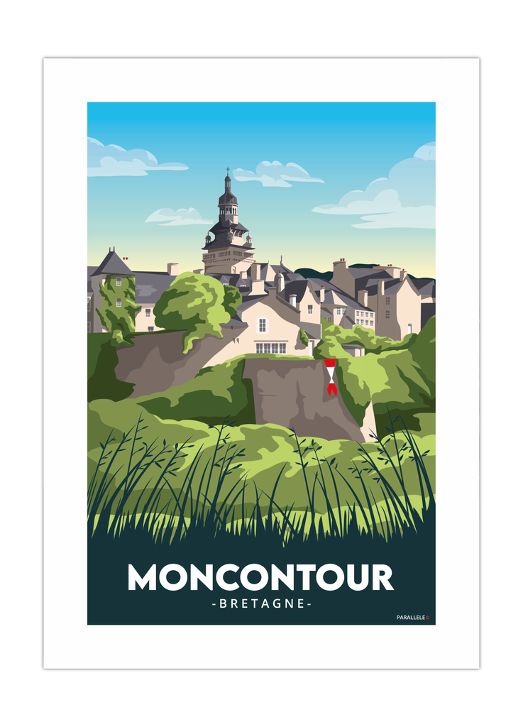 Affiche déco de la ville de Moncontour dans les Côtes-d'Armor