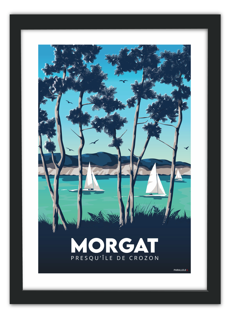 Affiche de Morgat située sur la Presqu'île de Crozon avec un cadre noir