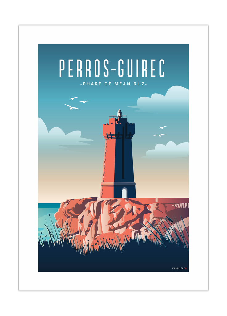 Affiche du Phare de Perros-Guirec sur la Côte de Granit rose
