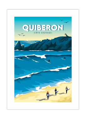 Affiche du spot de surf de la côte sauvage à Quiberon