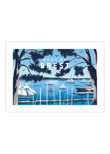 Affiche de la rade de Brest pendant les Fêtes Maritimes