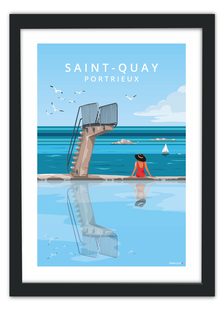 Affiche du plongeoir de Saint-Quay-portrieux avec un cadre noir