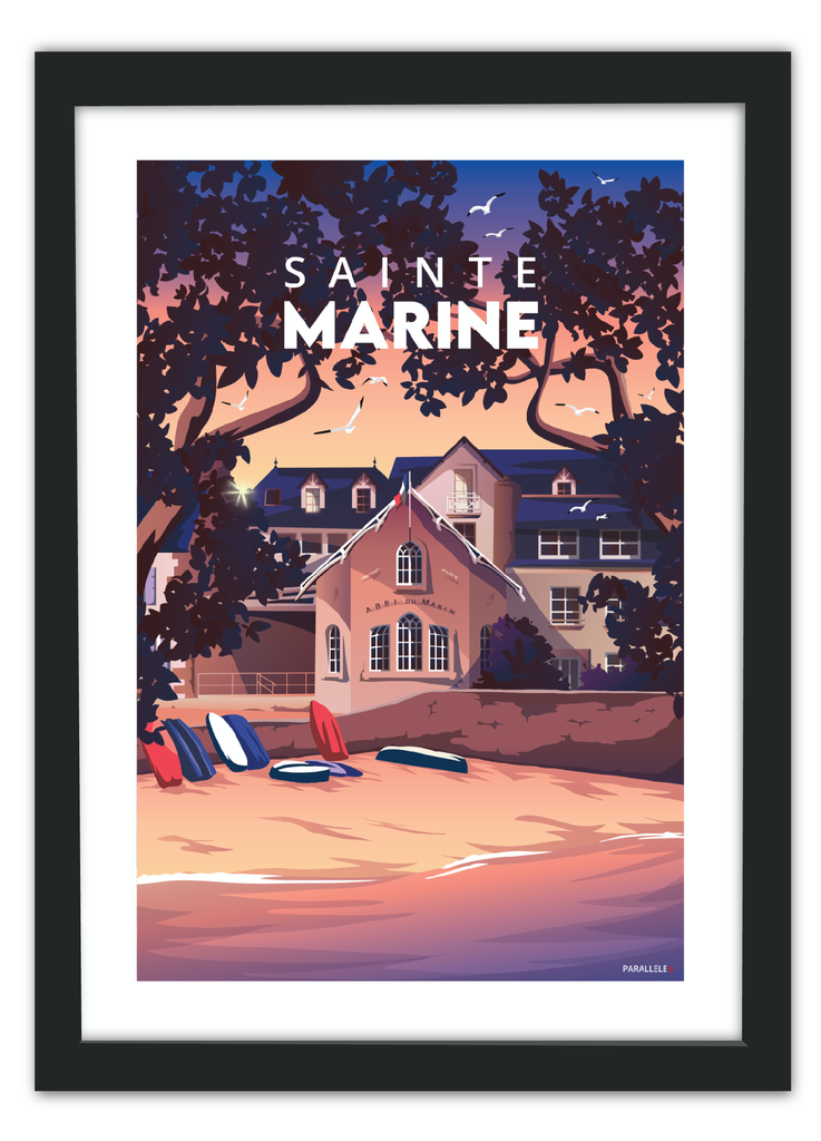 Affiche de l'abri du Marin de Sainte-Marine avec un cadre noir