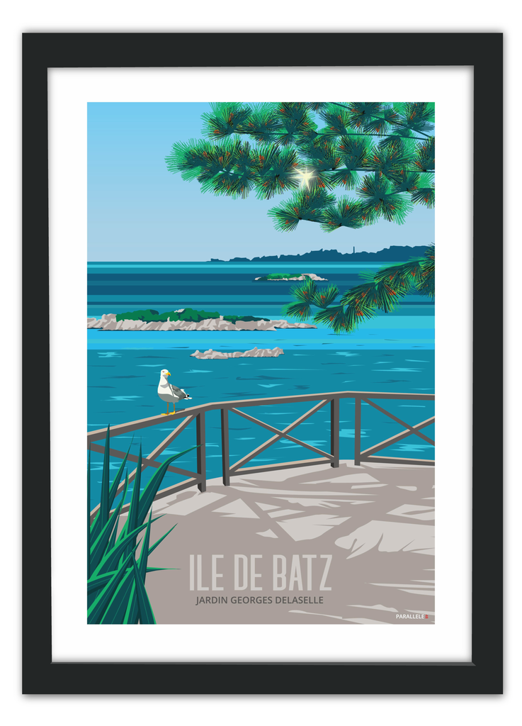 Affiche de l'île de Batz avec un cadre noir