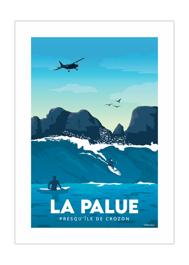 Affiche de surfeurs à la Palue en presqu'île de Crozon