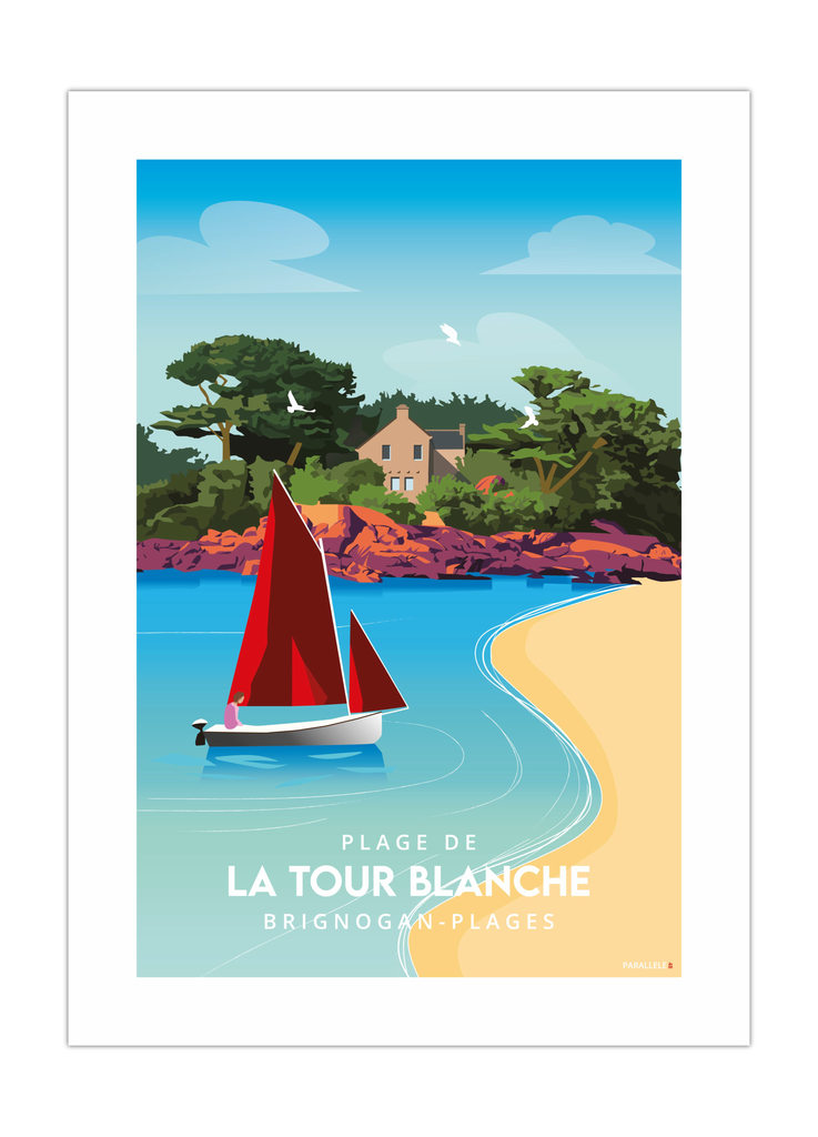Affiche de la plage de la Tour Blanche à Brignogan-Plages