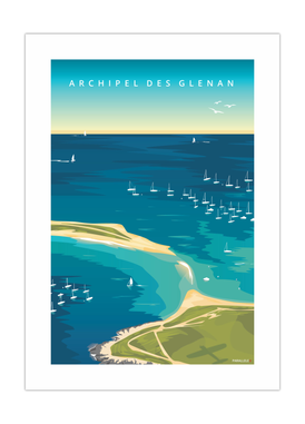 Affiche de l'archipel des Glénan vu du ciel