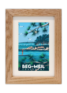 Carte Postale de Beg-Meil à Fouesnant avec un cadre chêne