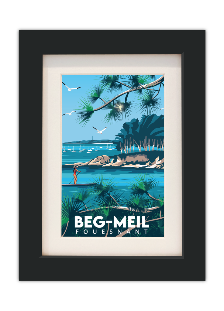Carte Postale de Beg-Meil à Fouesnant avec un cadre noir