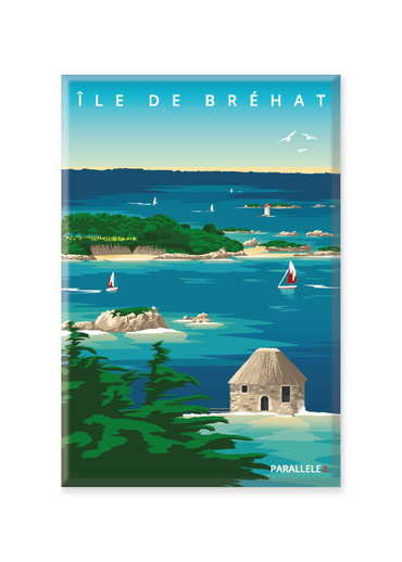 L'Île de Bréhat est située au large de Paimpol. Egalement surnommée l'île aux fleurs, cet archipel des Côtes-d'Armor bénéficie d'un microclimat propice au développement d'une flore particulièrement dépaysante. L'illustration a été dessinée dans le Finistère et le magnet a été fabriqué en France.
