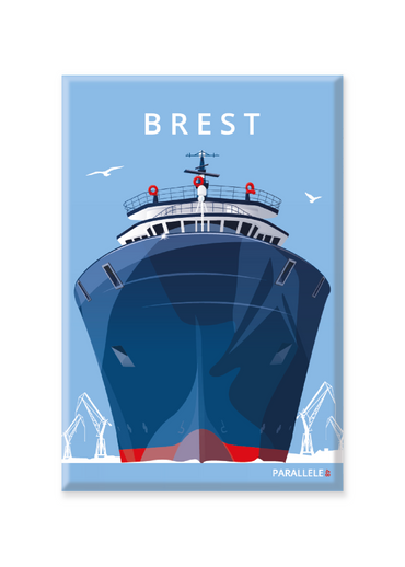 Le port de Brest est notamment connu pour ses célèbres remorqueurs. L'illustration a été dessinée dans le Finistère et le magnet a été fabriqué en France.  Pour l'expédition de votre commande, chaque magnet est soigneusement inséré dans un sachet en plastique recyclé, lui même inséré dans un carton solide d'expédition.  Dimensions : 5.4 x 8 cm  Finition : mat soft touch