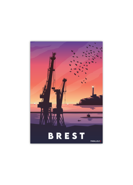 Carte postale des grues de Brest