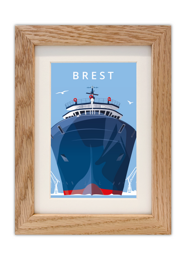 Carte postale de l'abeille bourbon à Brest avec un cadre chêne