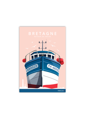Carte postale d'un bateau de pêche en bretagne