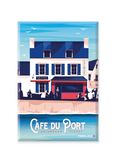 On ne pouvait pas réaliser une série d'affiches sur Brignogan-Plages sans mettre à l'honneur notre institution préférée : le Café du Port. L'illustration a été dessinée dans le Finistère et le magnet a été fabriqué en France.  Pour l'expédition de votre commande, chaque magnet est soigneusement inséré dans un sachet en plastique recyclé, lui même inséré dans un carton solide d'expédition.  Dimensions : 5.4 x 8 cm  Finition : mat soft touch